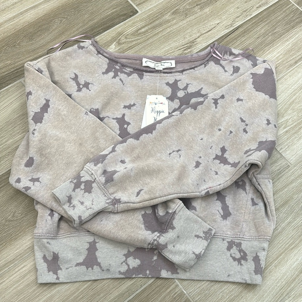 NWT Hippie rose cropped purple tie dye crewneck size small